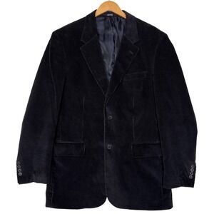 Mens‎ Black Corduroy Blazer Jacket 2 Button Sport Coat Meeting Street Size 46